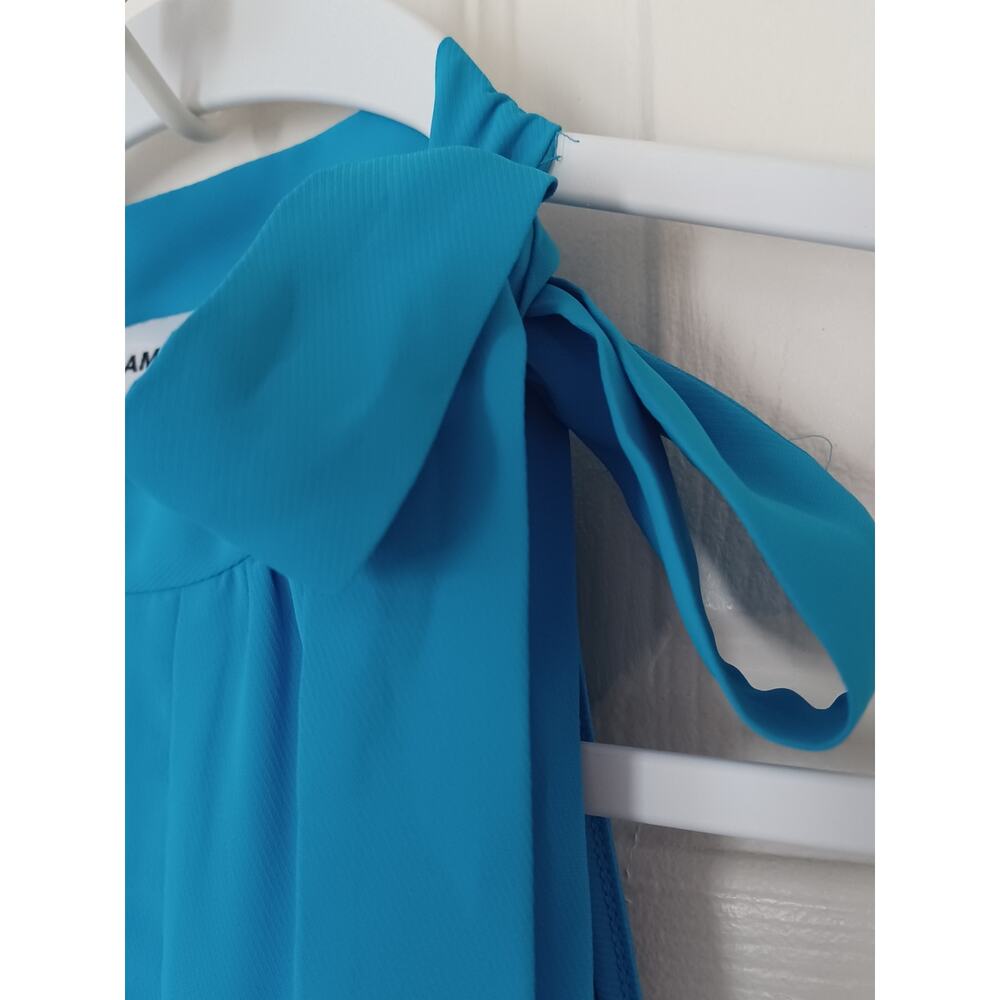 Amanda Uprichard Darby Tiered Halter Mini Dress Ocean Blue M - Picture 7 of 11